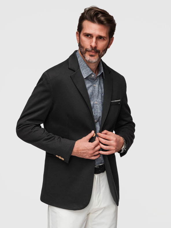 Ombre Clothing Férfi kötött zakó SLIM FIT szabásban - fekete V5 M170 Ombre Clothing