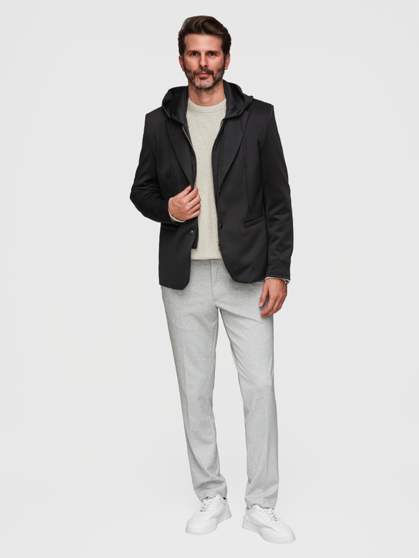 Ombre Clothing Stílusos férfi zakó eltávolítható béléssel és állítható kapucnival - fekete V1 M168 Ombre Clothing