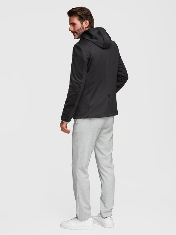 Ombre Clothing Stílusos férfi zakó eltávolítható béléssel és állítható kapucnival - fekete V1 M168 Ombre Clothing
