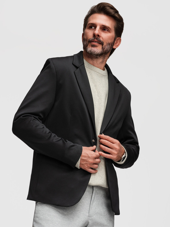 Ombre Clothing Stílusos férfi zakó eltávolítható béléssel és állítható kapucnival - fekete V1 M168 Ombre Clothing