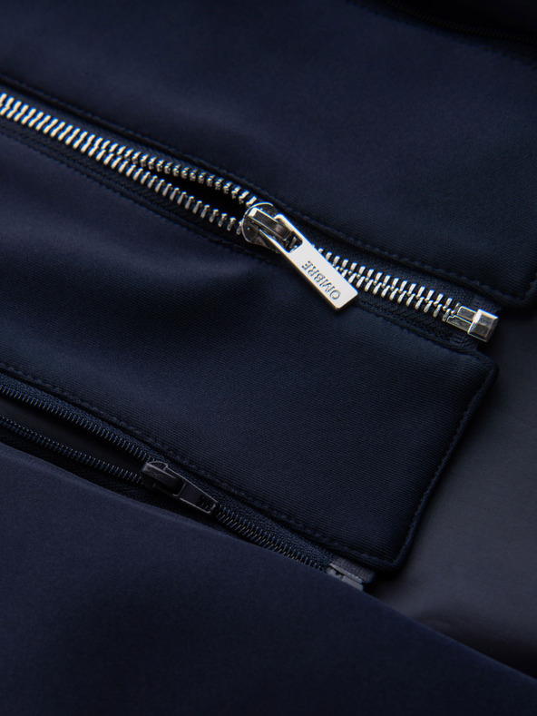 Ombre Clothing Stílusos férfi zakó eltávolítható béléssel és állítható kapucnival - sötétkék V2 M168 Ombre Clothing