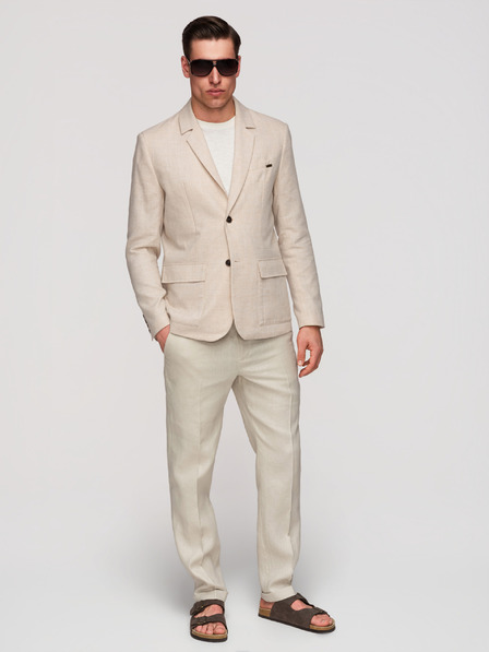 Ombre Clothing Férfi zakó REGULAR szabásban vászonnal - bézs V1 M169 Ombre Clothing