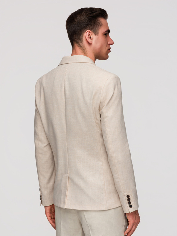 Ombre Clothing Férfi zakó REGULAR szabásban vászonnal - bézs V1 M169 Ombre Clothing