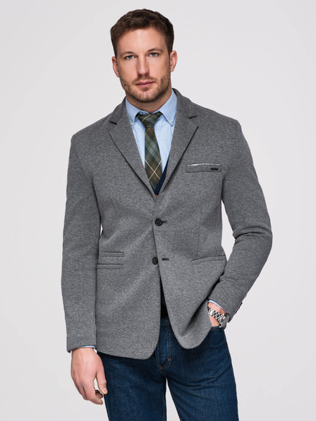 Ombre Clothing Férfi kötött zakó SLIM FIT szabásban - grafitszürke V1 M170 Ombre Clothing