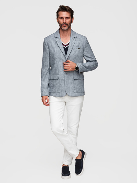 Ombre Clothing Férfi zakó REGULAR szabásban vászonnal - világoskék V4 M169 Ombre Clothing