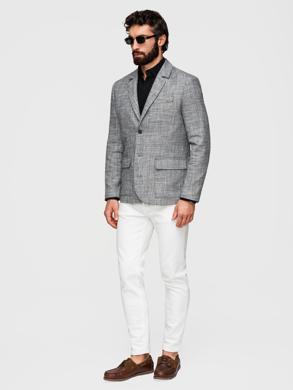 Ombre Clothing Férfi zakó REGULAR szabásban vászonnal - grafitszürke V5 M169 Ombre Clothing