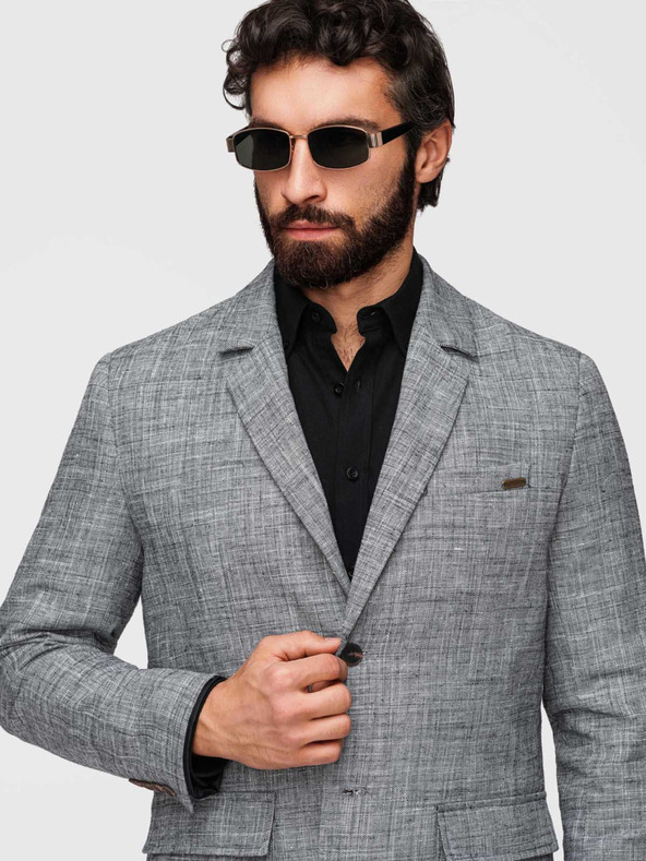 Ombre Clothing Férfi zakó REGULAR szabásban vászonnal - grafitszürke V5 M169 Ombre Clothing