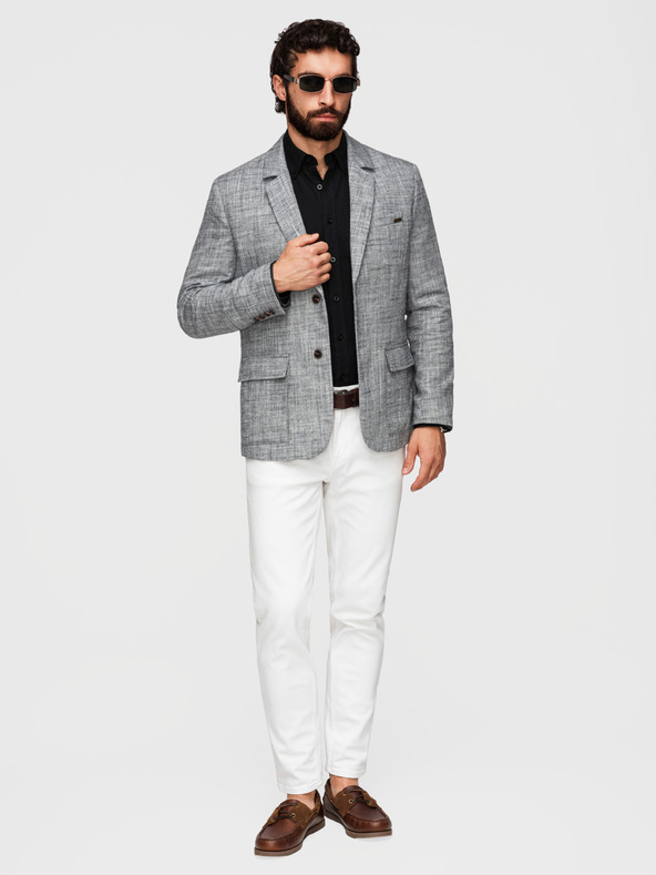 Ombre Clothing Férfi zakó REGULAR szabásban vászonnal - grafitszürke V5 M169 Ombre Clothing