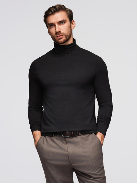 Ombre Clothing Férfi garbó hosszú ujjú - fekete V1 OM-LSCL-0130 Ombre Clothing