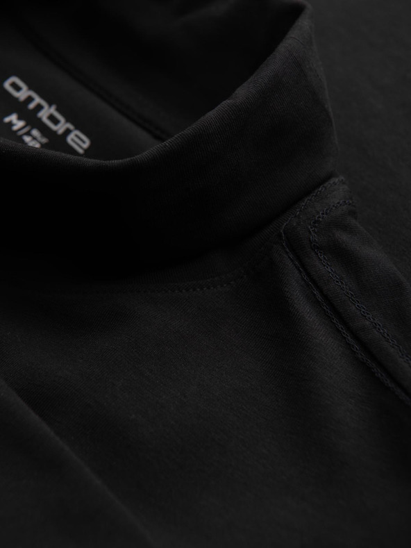 Ombre Clothing Férfi garbó hosszú ujjú - fekete V1 OM-LSCL-0130 Ombre Clothing