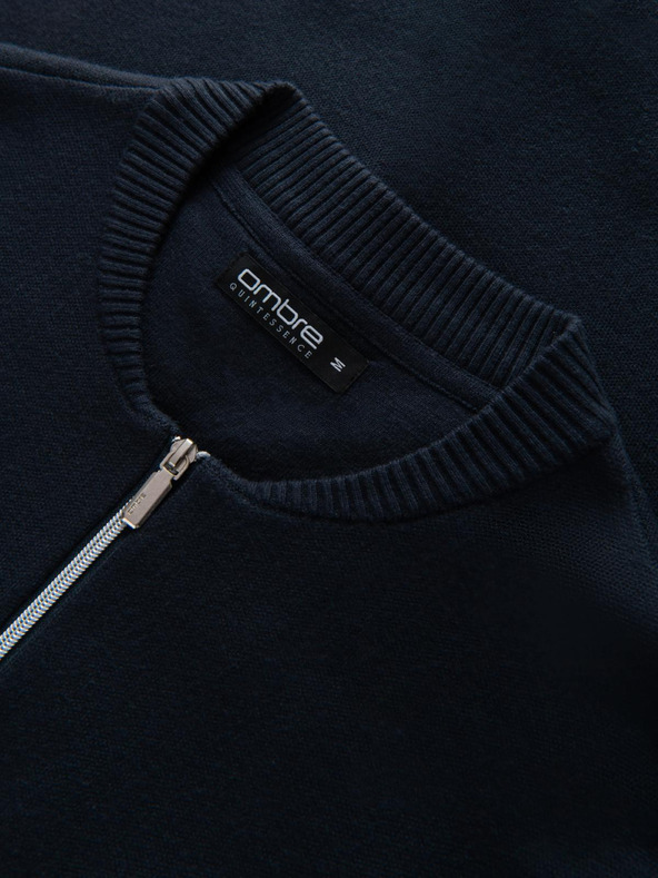 Ombre Clothing Férfi cipzáros pulóver - sötétkék V1 OM-SWZS-0146 Ombre Clothing