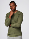 Ombre Clothing Férfi strukturált kerek nyakkivágású pulóver - olíva V1 OM-SWSW-0181 Ombre Clothing