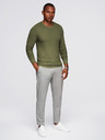 Ombre Clothing Férfi strukturált kerek nyakkivágású pulóver - olíva V1 OM-SWSW-0181 Ombre Clothing
