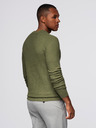 Ombre Clothing Férfi strukturált kerek nyakkivágású pulóver - olíva V1 OM-SWSW-0181 Ombre Clothing