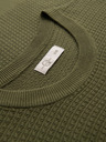 Ombre Clothing Férfi strukturált kerek nyakkivágású pulóver - olíva V1 OM-SWSW-0181 Ombre Clothing