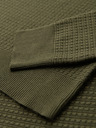 Ombre Clothing Férfi strukturált kerek nyakkivágású pulóver - olíva V1 OM-SWSW-0181 Ombre Clothing