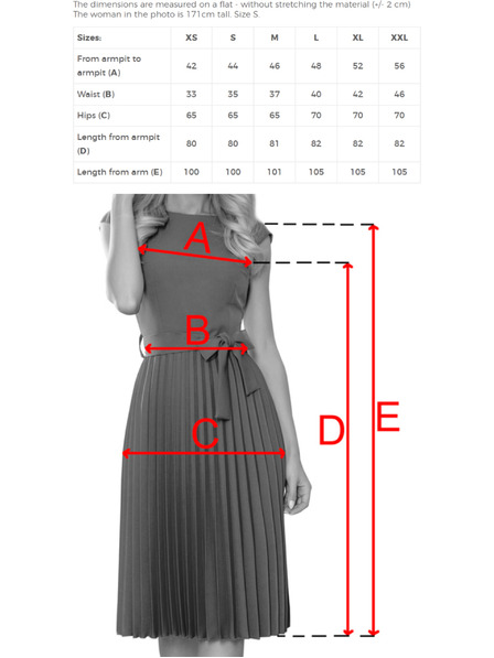 numoco LILA Klasszikus pliszírozott ruhák rövid ujjal és övvel - vajsárga