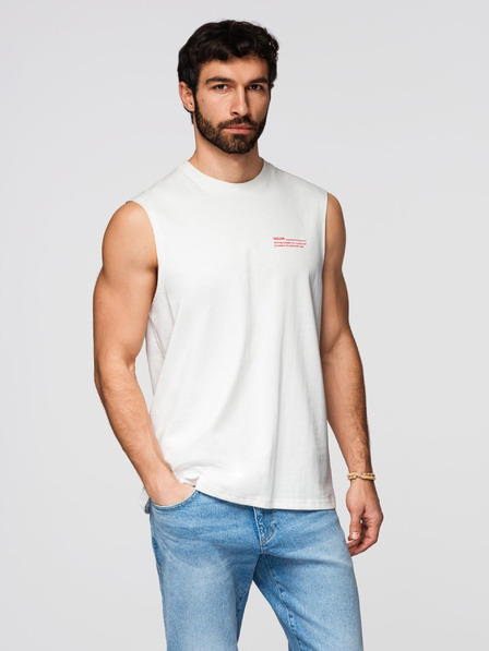 Ombre Clothing Férfi pamut ujjak nélküli TANK TOP póló - fehér V1 OM-TSTT-0243 Ombre Clothing