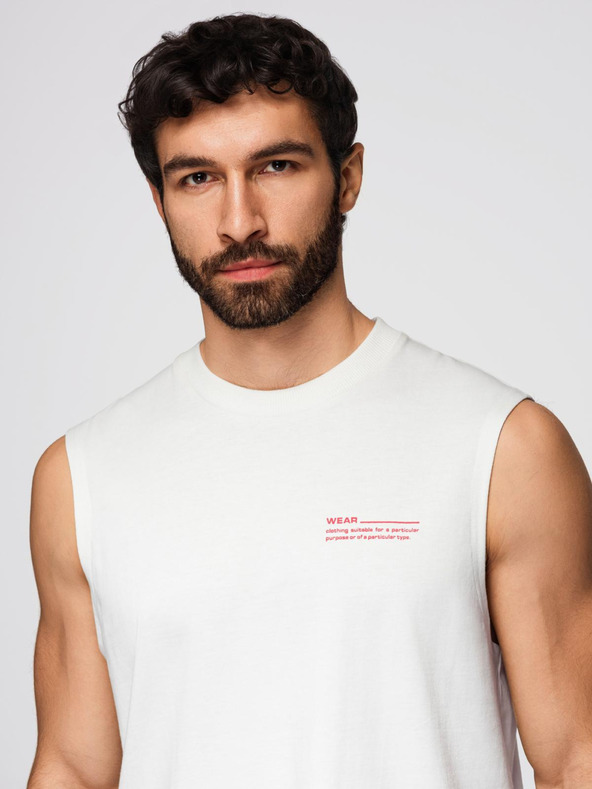 Ombre Clothing Férfi pamut ujjak nélküli TANK TOP póló - fehér V1 OM-TSTT-0243 Ombre Clothing