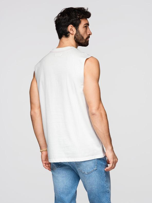 Ombre Clothing Férfi pamut ujjak nélküli TANK TOP póló - fehér V1 OM-TSTT-0243 Ombre Clothing