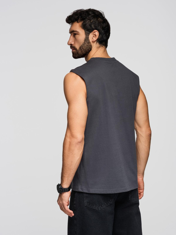 Ombre Clothing Férfi pamut ujjak nélküli TANK TOP póló - grafitszürke V2 OM-TSTT-0243 Ombre Clothing