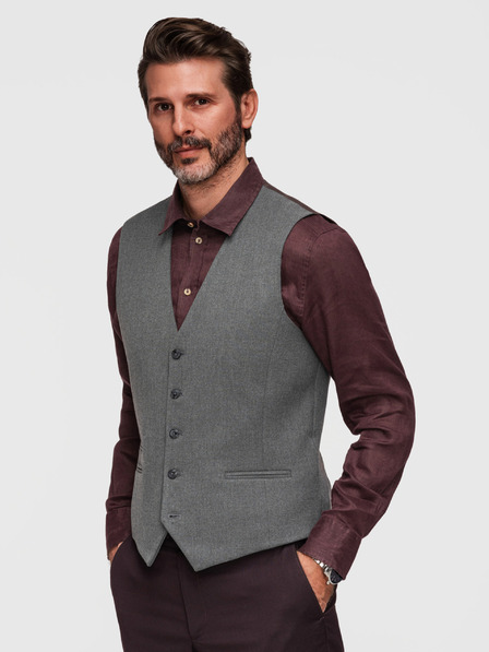 Ombre Clothing Férfi klasszikus öltönymellény béléssel - grafitszürke V3 V64 Ombre Clothing