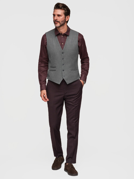 Ombre Clothing Férfi klasszikus öltönymellény béléssel - grafitszürke V3 V64 Ombre Clothing