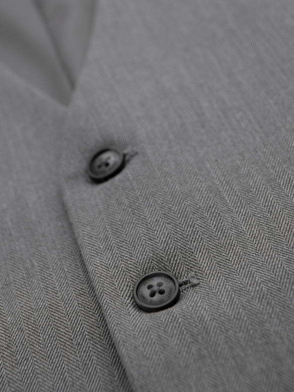 Ombre Clothing Elegáns klasszikus férfi mellény halszálka mintával SLIM FIT - szürke V1 V65 Ombre Clothing