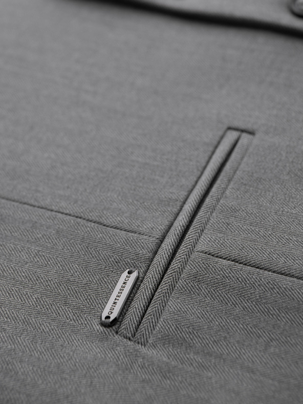 Ombre Clothing Elegáns klasszikus férfi mellény halszálka mintával SLIM FIT - szürke V1 V65 Ombre Clothing