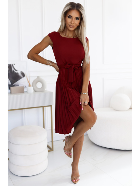 numoco Rövid ujjú rakott ruha - bordó Numoco LILA Numoco LILA