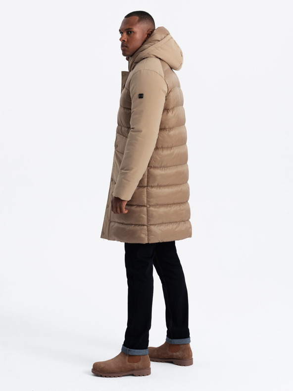 Ombre Clothing Férfi steppelt hosszú kabát nagy zsebekkel Ombre Ruházat