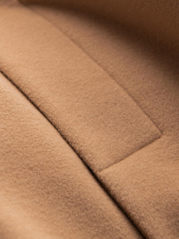 Ombre Clothing Férfi kabát aszimmetrikus rögzítéssel és magas gallérral világosbarna Ombre Clothing Ombre Clothing