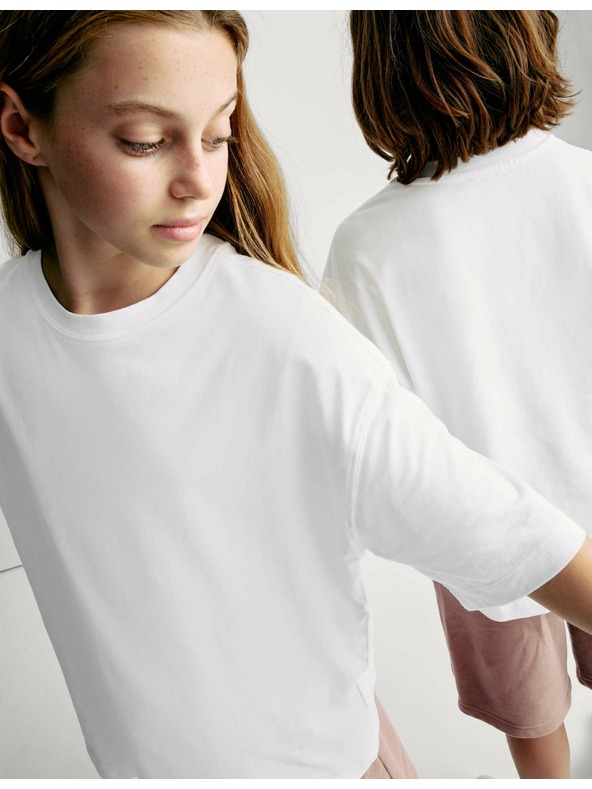 Marks & Spencer Egyszínű póló 100% pamutból (2–16 éves) Marks & Spencer fehér