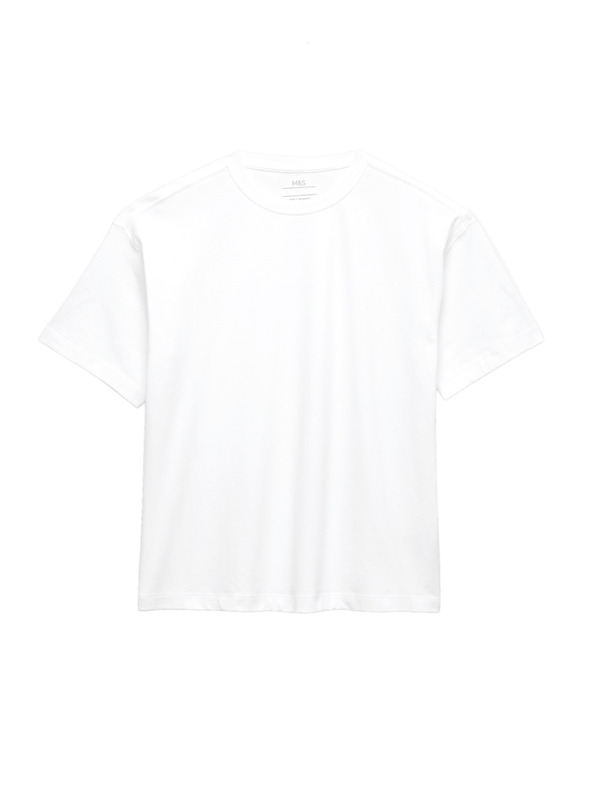 Marks & Spencer Egyszínű póló 100% pamutból (2–16 éves) Marks & Spencer fehér