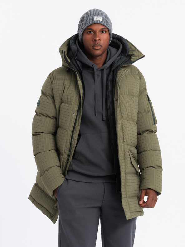 Ombre Clothing Férfi szabadtéri hosszú parka dzseki Ombre ruházat