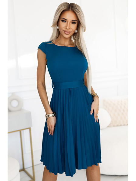 numoco Numoco Klasszikus pántos rövid ujjú ruha övvel