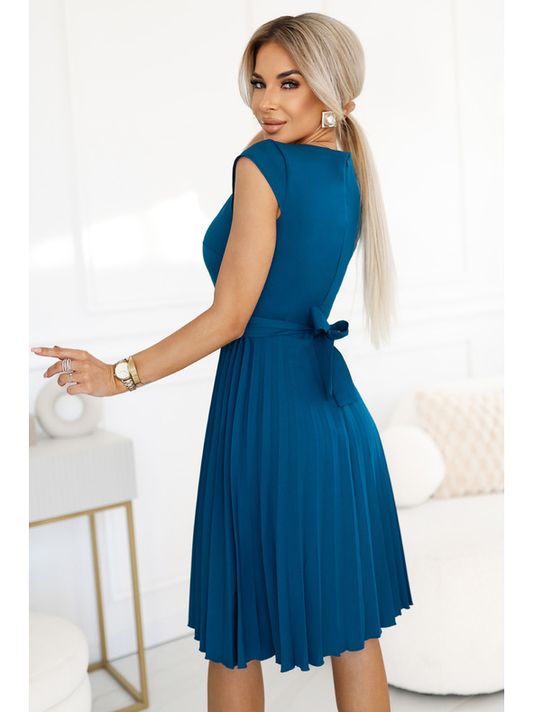 numoco Numoco Klasszikus pántos rövid ujjú ruha övvel