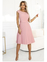 numoco Klasszikus öves rövid ujjú ruha övvel - púderrózsaszín