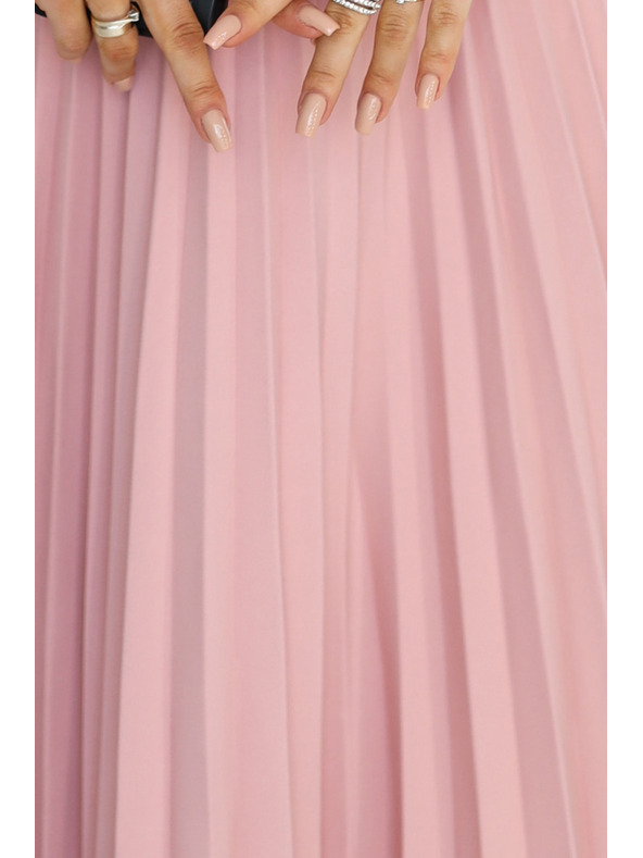 numoco Klasszikus öves rövid ujjú ruha övvel - púderrózsaszín