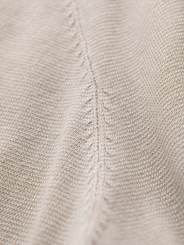 Ombre Clothing Férfi kerek nyakkivágású pulóver rugalmas kötöttanyagból klasszikus kötéssel - bézs V3 OM-SWSW-0183 Ombre Clothing