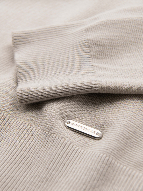 Ombre Clothing Férfi kerek nyakkivágású pulóver rugalmas kötöttanyagból klasszikus kötéssel - bézs V3 OM-SWSW-0183 Ombre Clothing