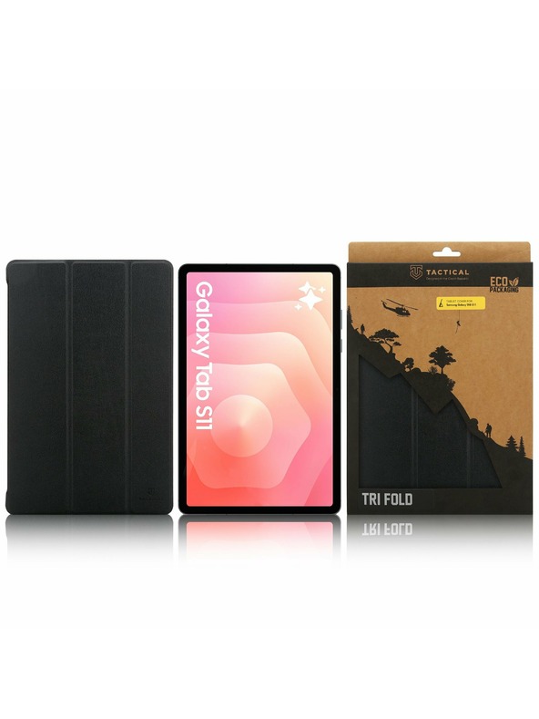 Tactical Tactical Book Tri Fold Tok Samsung Galaxy TAB S11-hez Fekete
