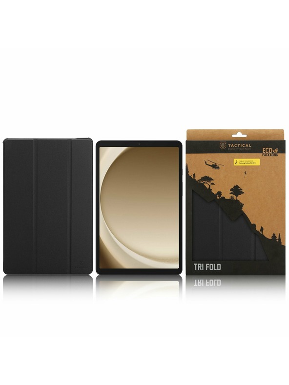Tactical Tactical Book Tri Fold Tok Samsung Galaxy TAB A11+-hoz Fekete