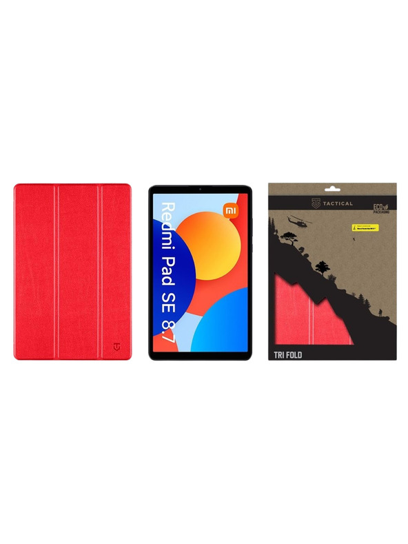 Tactical Tactical Book Tri Fold Tok Xiaomi Redmi Pad SE 8,7 számára Piros