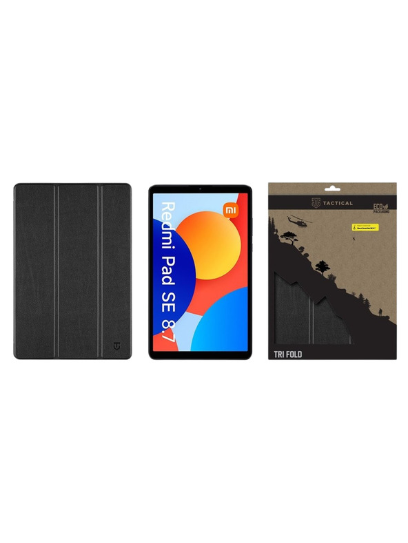 Tactical Tactical Book Tri Fold Tok Xiaomi Redmi Pad SE 8,7 számára Fekete