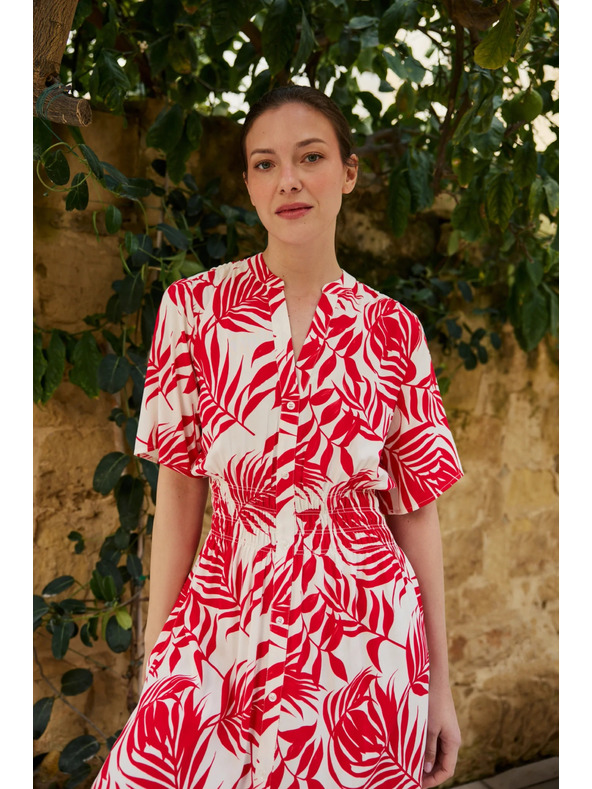 Moodo Viszkóz midi ruha piros Moodo