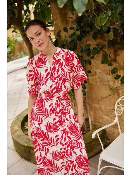 Moodo Viszkóz midi ruha piros Moodo