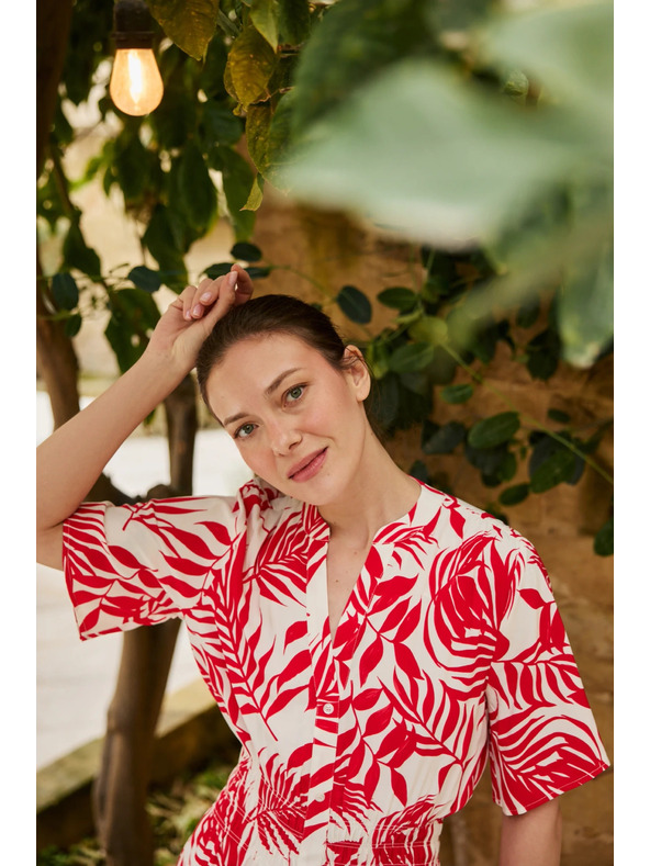 Moodo Viszkóz midi ruha piros Moodo