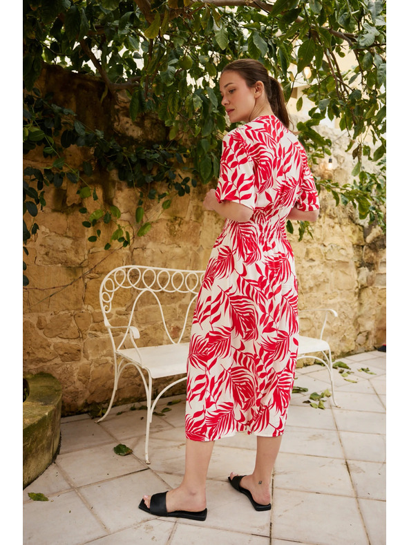 Moodo Viszkóz midi ruha piros Moodo