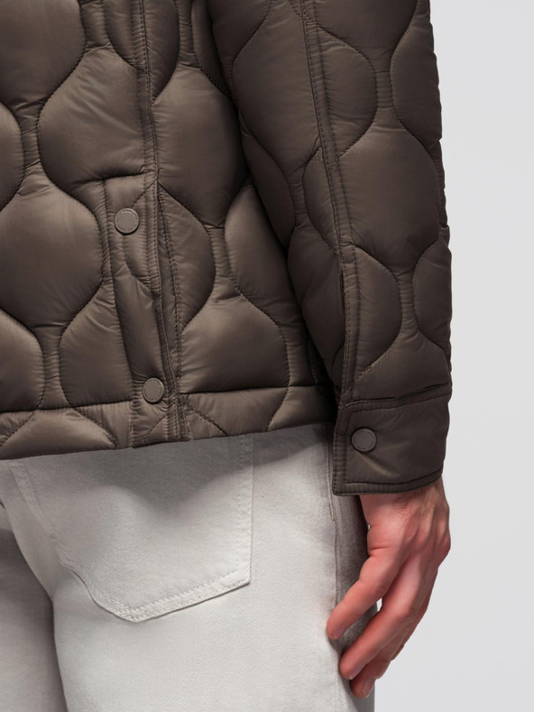 Ombre Clothing Férfi steppelt ingfazonú dzseki - khaki V3 OM-JALP-0215 Ombre Clothing